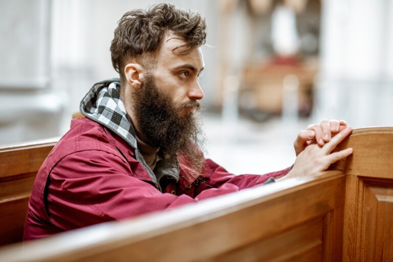 Man praying in the church